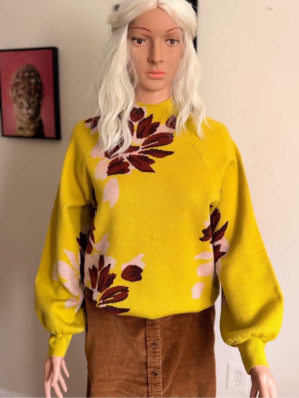 Anthropologie Beatriz Floral Mock Neck Sweater Size Medium